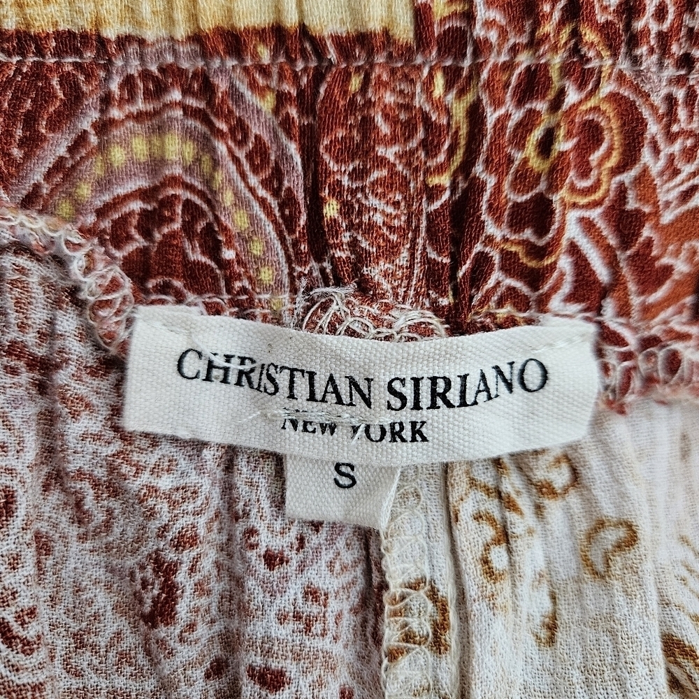 Christian Siriano Jogger Pants Orange Floral Patchwork High Rise Pull On Small - Picture 6 of 8